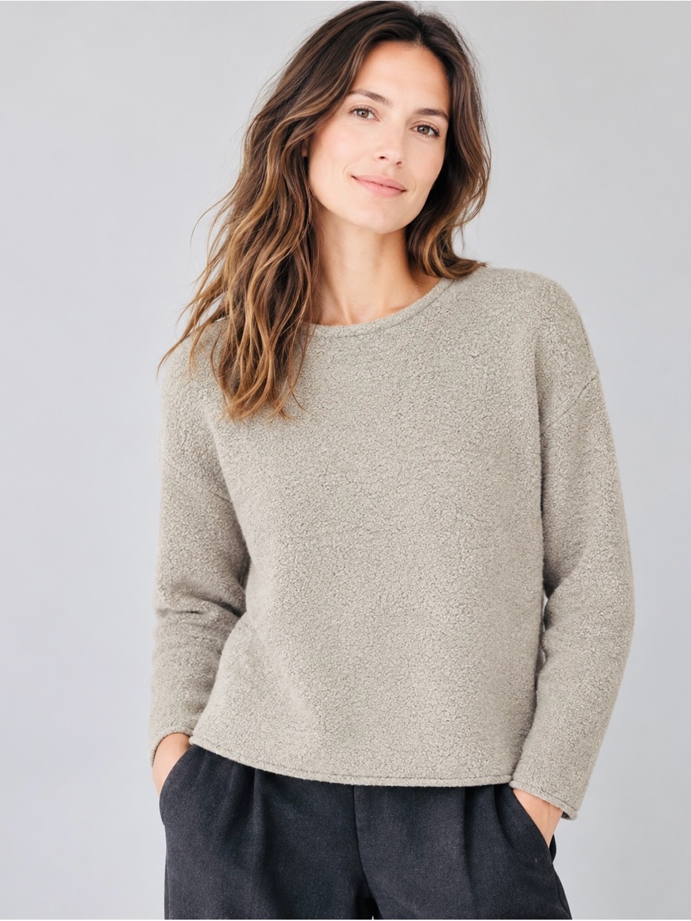 Jenni Kayne Cloud Bouclé Merino Blend Sweater Size Small Oatmeal Almond